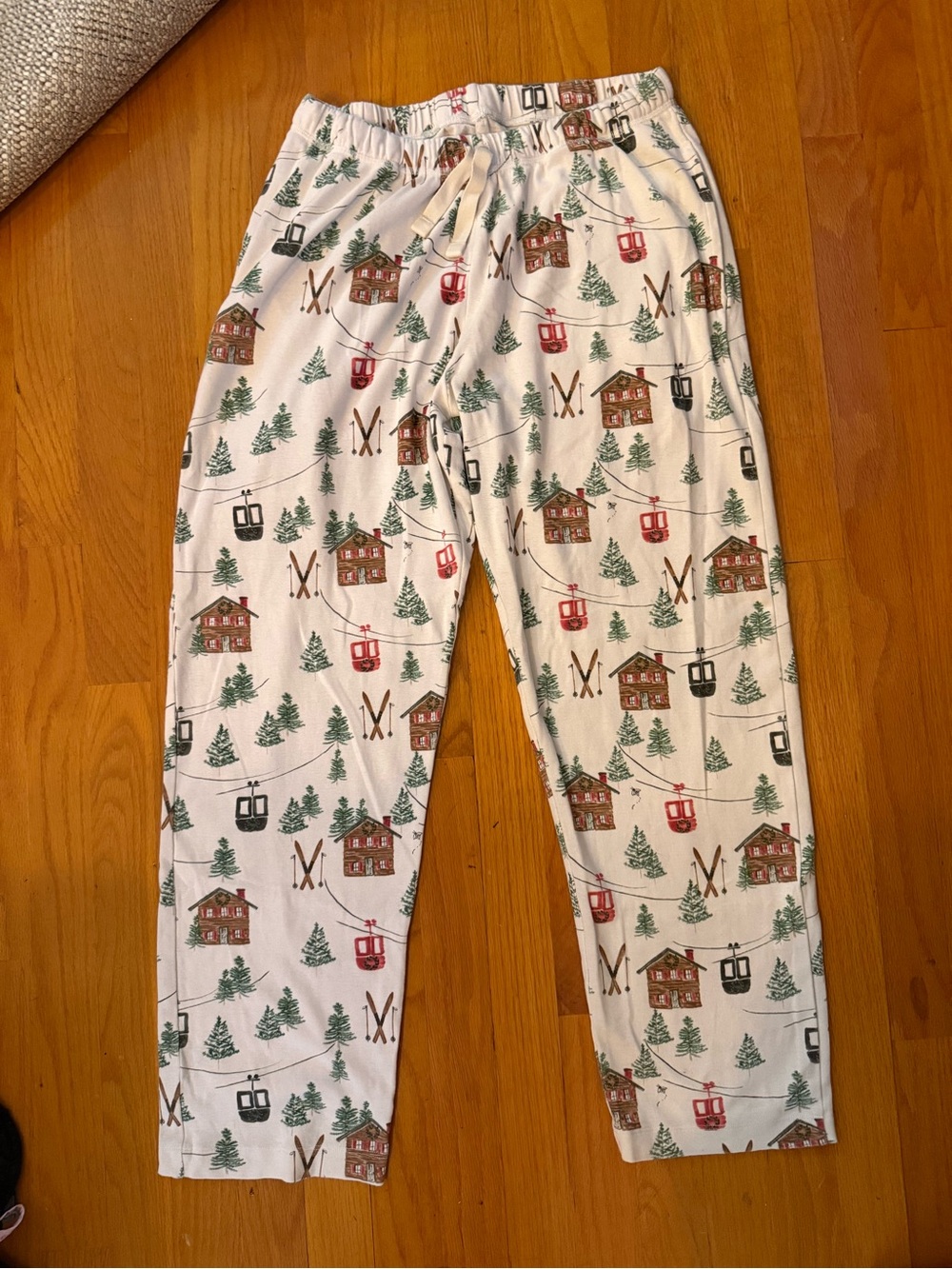 Burt's Bees White Holiday Cabin Print Men's Pajama Joggers - Picture 1 of 5